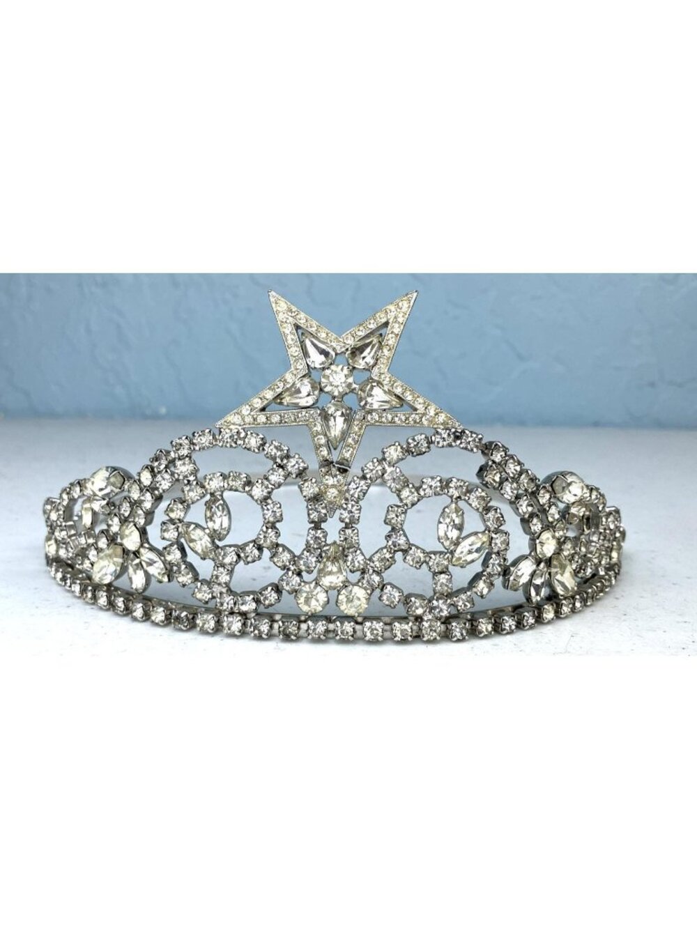 1920s - 1930s Flapper Paste Stones Tiara Celestial Star Motif